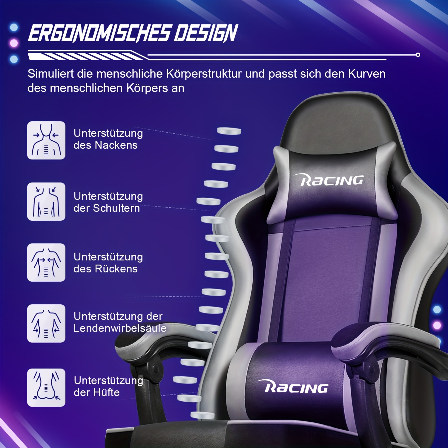 Gronfont Gamingstoel met voetensteun