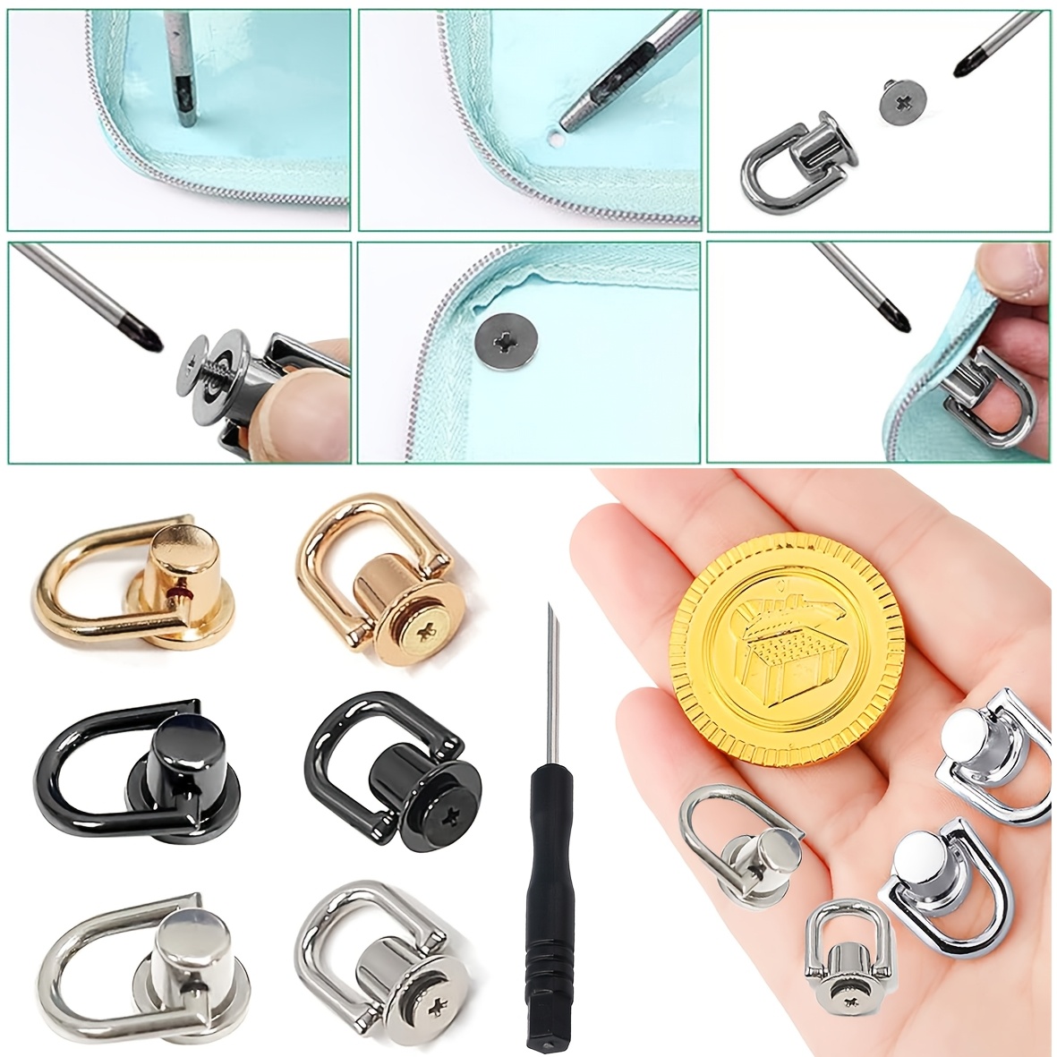 Adjustable Metal D Ring Bag Clips for DIY Handbag Making