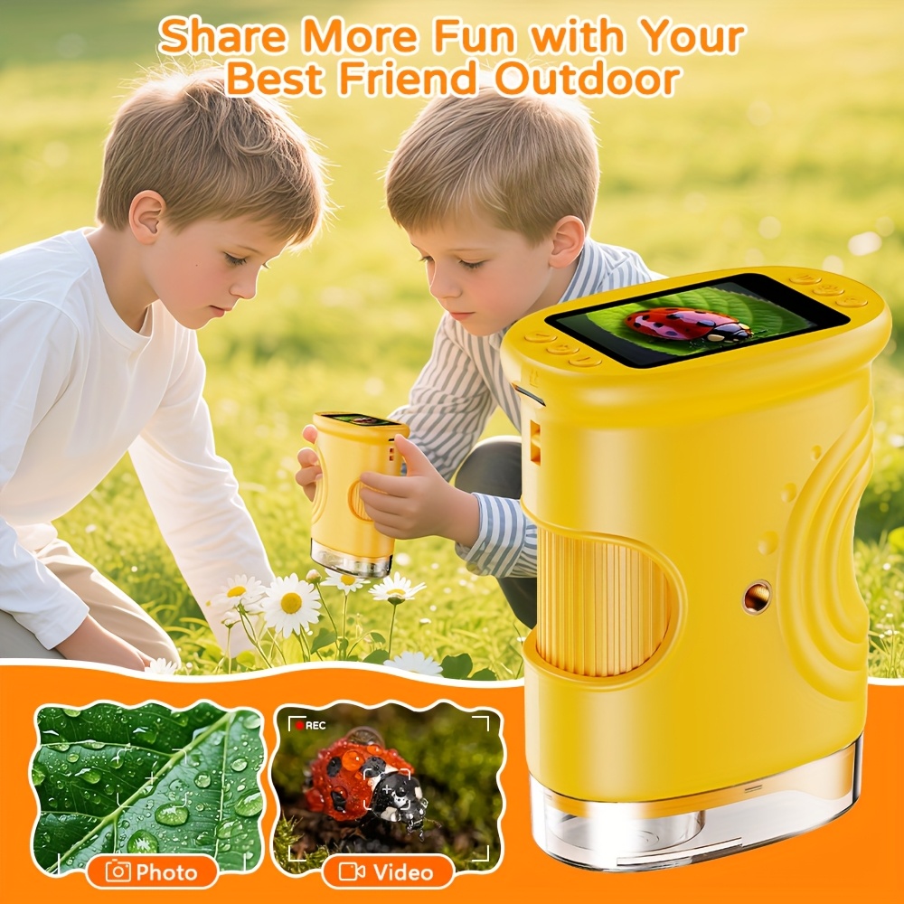  usb显微镜，便携式迷你儿童显微镜，1080p 高清屏幕，1000倍手持式数码显微镜，兼容 pc，科学教育趣味玩具，开学季、生日、圣诞礼物 商品详情 6