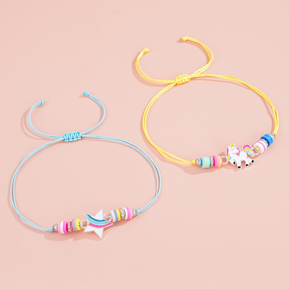 6pcs Adjustable Drawstring Bracelet Set for Girls