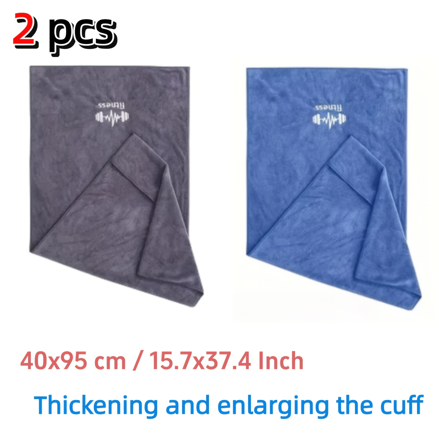 E-shop 1/2 Stück Schnelltrocknendes Handtuch, 15,75x37,4 Zoll / 11,81x39,37 Zoll [Grau/Blau] Super Saugfähig, Großformat, Ideal für Badezimmer,