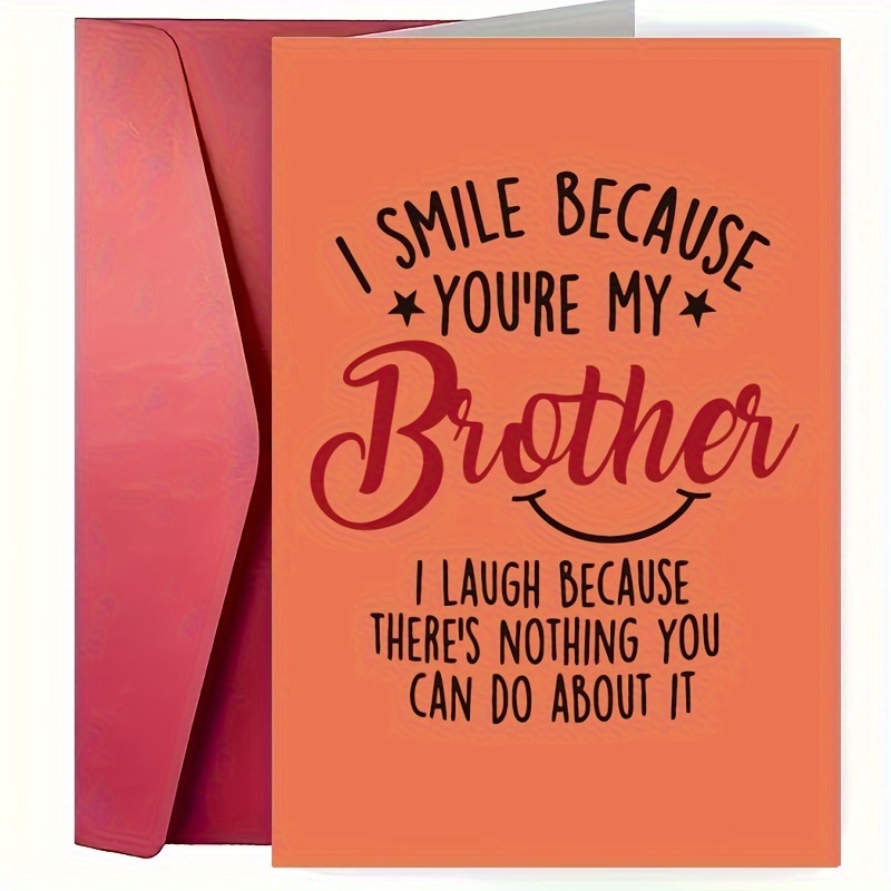 

1pc Humorous Brother Greeting Card For Birthday, Christmas & Friendship Day - Cartoon Theme, English Language, Suitable For Any Occasion