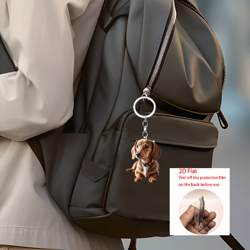 Charming Dachshund Theme Acrylic Keychain, Waterproof Bag Accessory