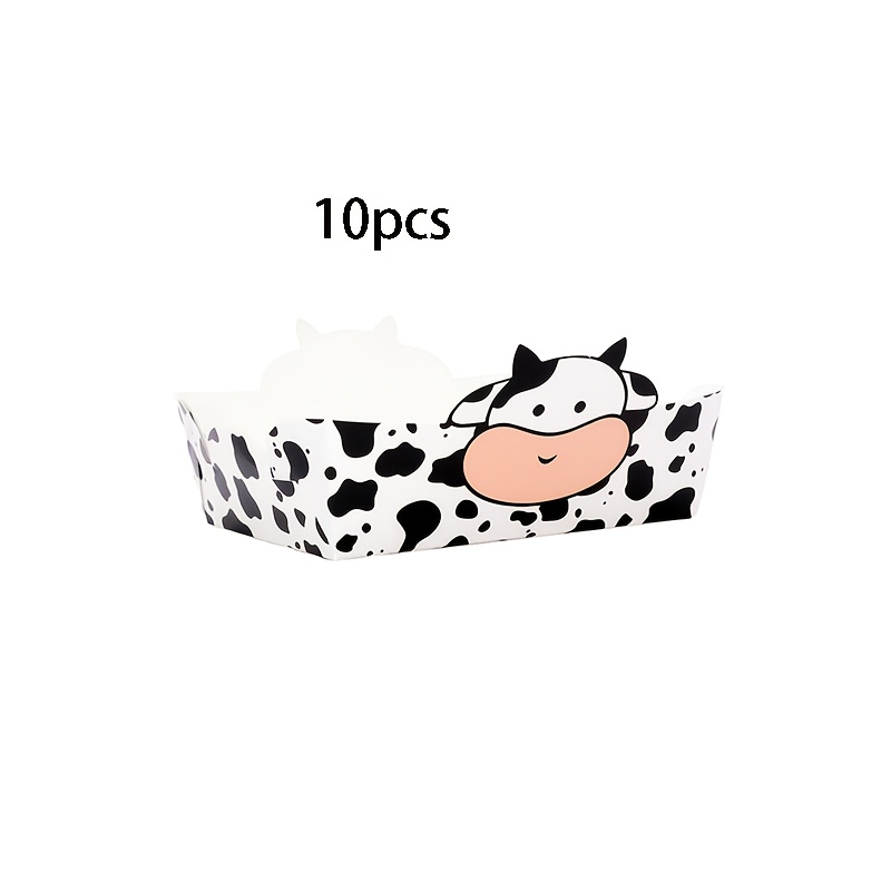 E-shop 10/ Stück Kuhmuster Papier Snack Tablett Partyzubehör Weiß und Schwarz für Kuh-Thema Speisen Tablett Tablett Speisen Boote Teller für Kuh