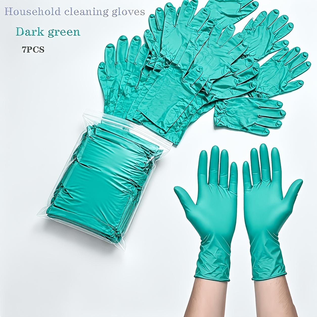 TEMU 9-inch Green Disposable Household Nitrile Gloves, Sizes S-m-l Available, Unisex For Hand, Home Cleaning, Kitchen Dishwashing, Bathroom Cleaning,