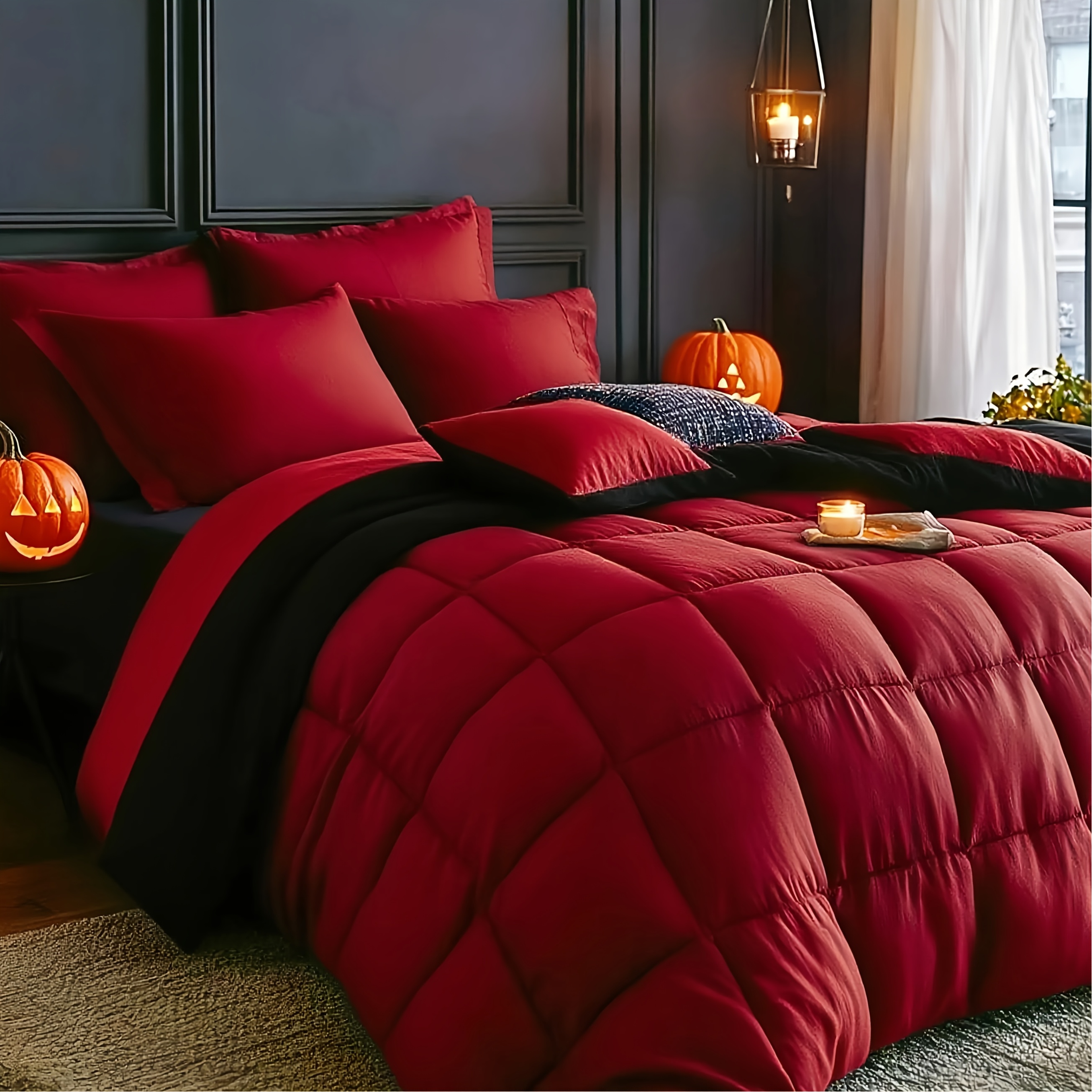TEMU Cosybay 3pcs/5pcs//7pcs Cozy Comforter Set - Comforter Queen Size & Sheet Sets & Pillowshams. Red Black Comforter King Size & Full Size, Machine