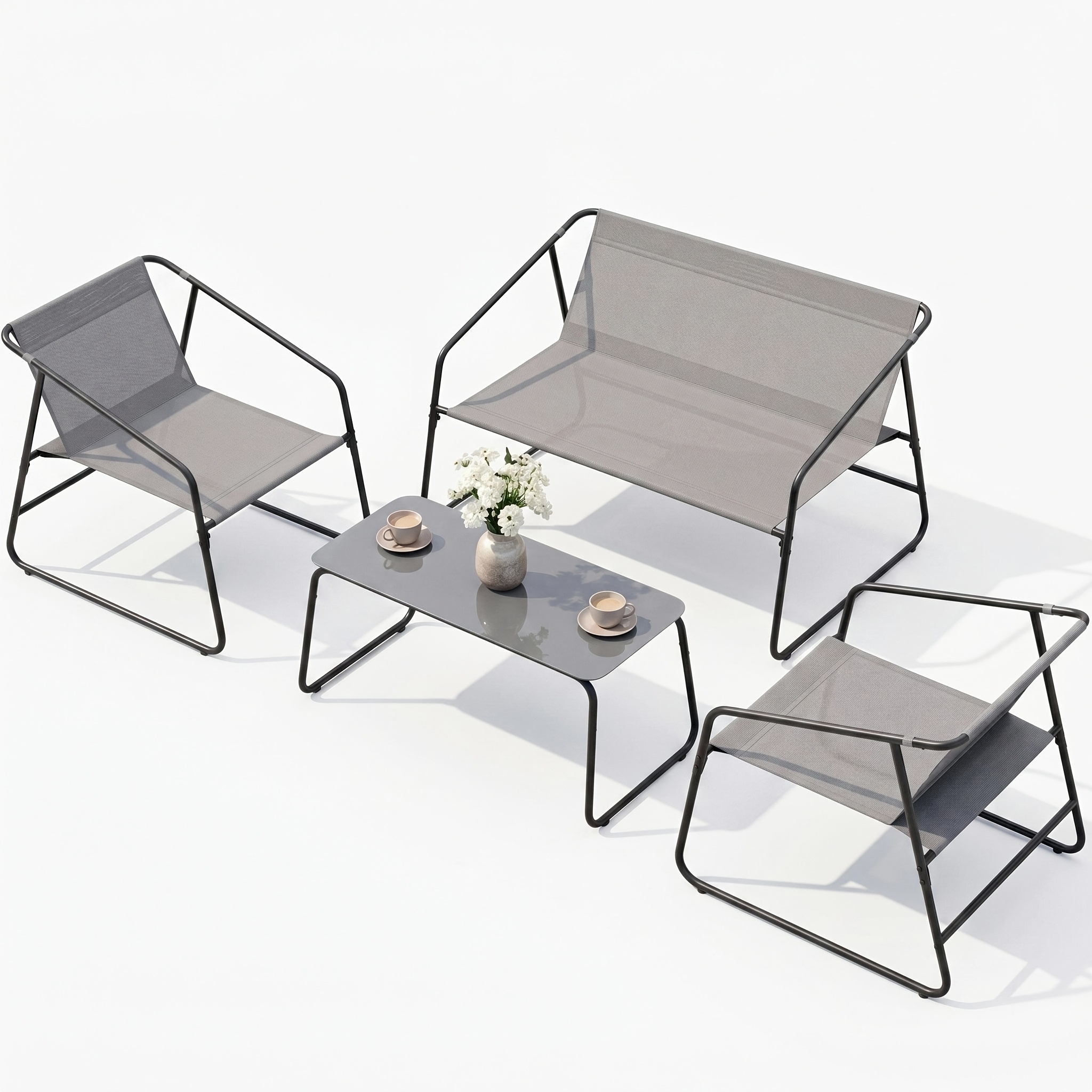 Image of Courtyard Table And Chair Set, 4pcs Garden Furniture, Outdoor Seating Combination, Suitable For , Gardens, And Outdoor Areas