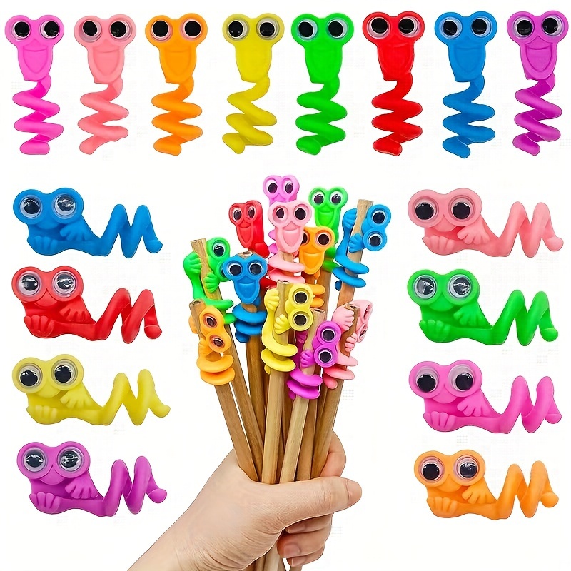 

Rubber Big Eyes Pencil Toppers For Kids, 12-14 Years Old - Decorative Pen Caps Accessories, Classroom Prizes, Party Favor Supplies - No Batteries Required, Featherless - Assorted Styles