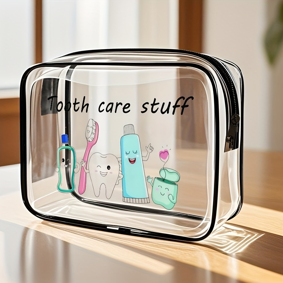 TEMU 1pc Clear Zippered Tote Bag - Heavy Duty Travel Organizer With Zipper Closure, Makeup, Toiletries, Or Medication Bag - Unisex Portable Luggage -