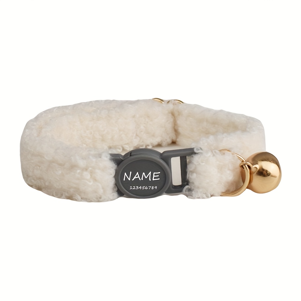 TEMU 1pc Teddy Collar & Id Tag - Name/phone/number - Adjustable -choke Collar Suitable For , Soft Comfortable Pet Collar, Name Tag & Bell, Ideal Gift