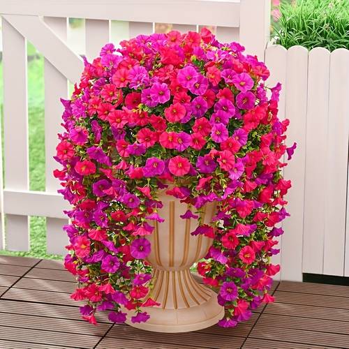4 pack simulated outdoor indoor hanging flower uv resistant dwarf series suitable for all weather decoration in doorways courtyards weddings parties porch decoration garden decoration