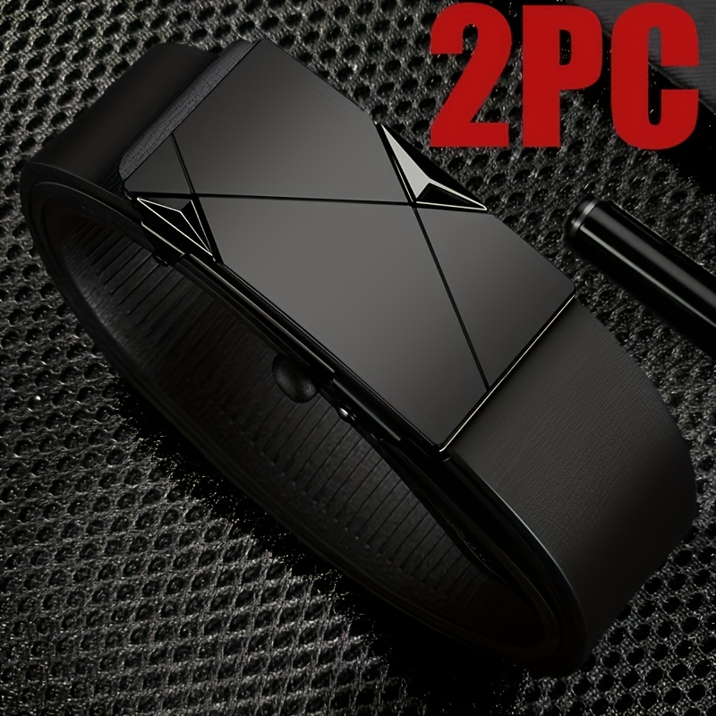 TEMU Two-pack Men's Belts, Trendy Business Belts, Stylish Jeans Belts For White-collar Workers, Casual, Husband Or Boyfriend.