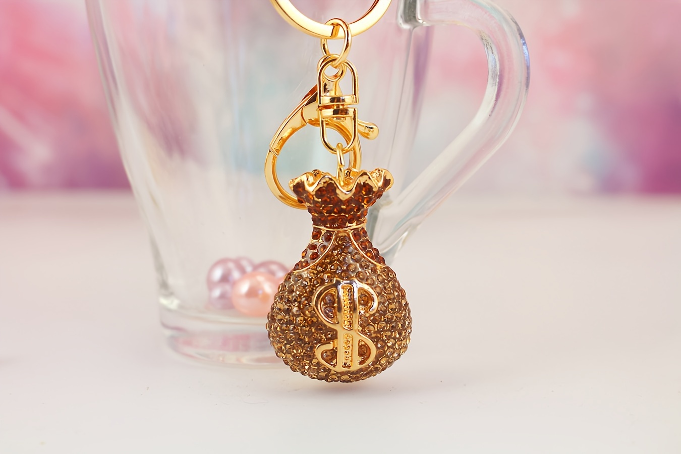 1pc classic   keychain golden   keyring trendy hanging pendant bag charms for women daily use details 4