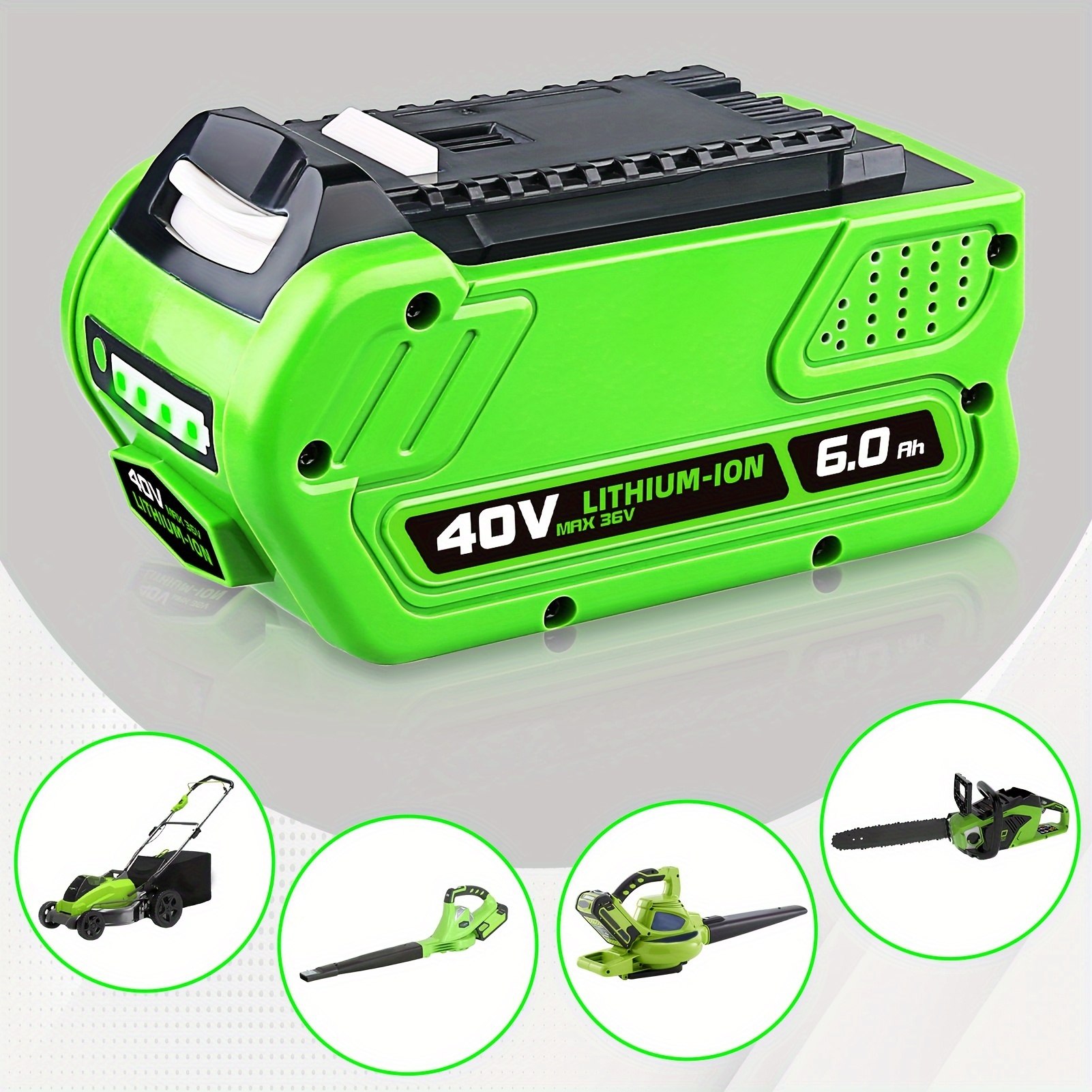 

1pcs/2pcs 40v 6000mah Replacement Battery For Battery 29472 29462 29252 20202 22262 25312 21242 Lithium Ion Battery Compatible With For Greenworks Battery 40 Volt Cordless Chainsaw Power Tools