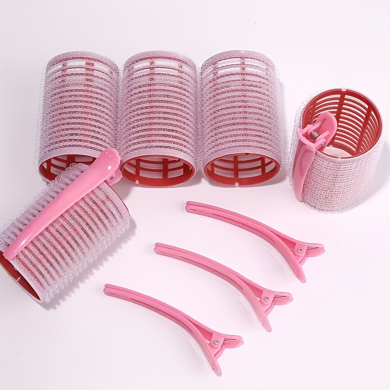 TEMU 10pcs No-heat Self-adhesive Hair Curler Set, Includes 5 Curlers And 5 Hair Clips, Adhesive, No Heat Required, Suitable For All Hair Lengths, Diy