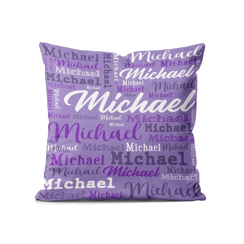TEMU Personalized Lumbar Support Pillowcase, Custom Name Design, Machine Washable Polyester Fabric, , Zipper Closure, Perfect For Napkins, Sofas, And