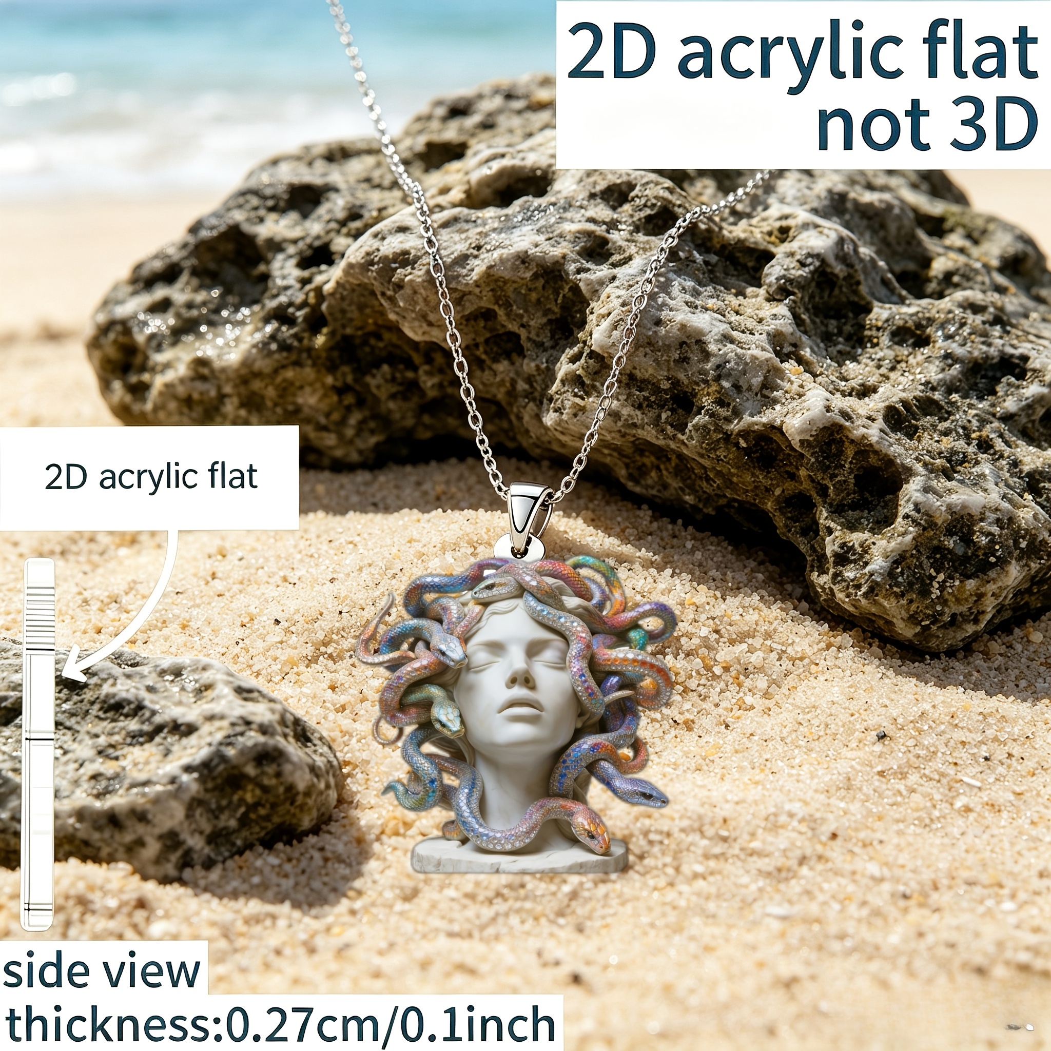 2D Flat Medusa Pattern DIY Pendant Necklace