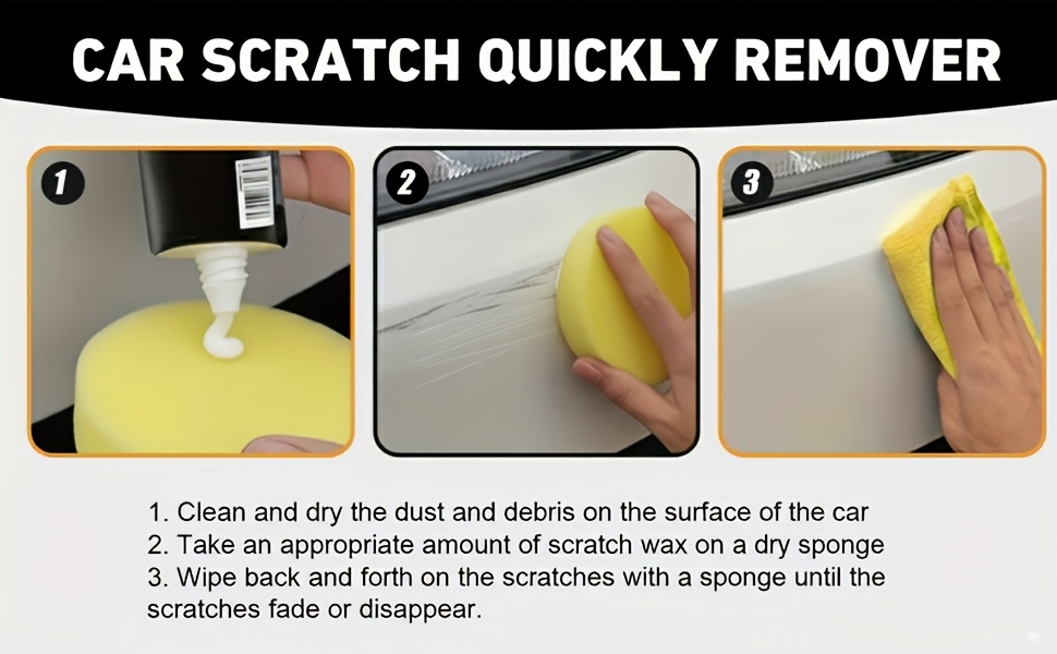 car scratch remover paste polish kit deep scratch repair with polishing wax microfiber applicator sponge cloth for all trucks motorcycles boats paint restoration for deep scratches swirl marks Product details 2