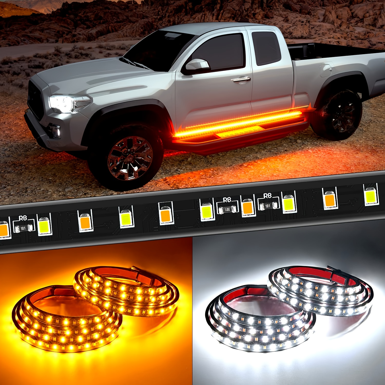 TEMU Set Of 2, 70-inch Led Lights Designed For Trucks, Pickups, Suvs, And Trailers, Featuring White Courtesy And Decorative Car Lighting, Without Battery