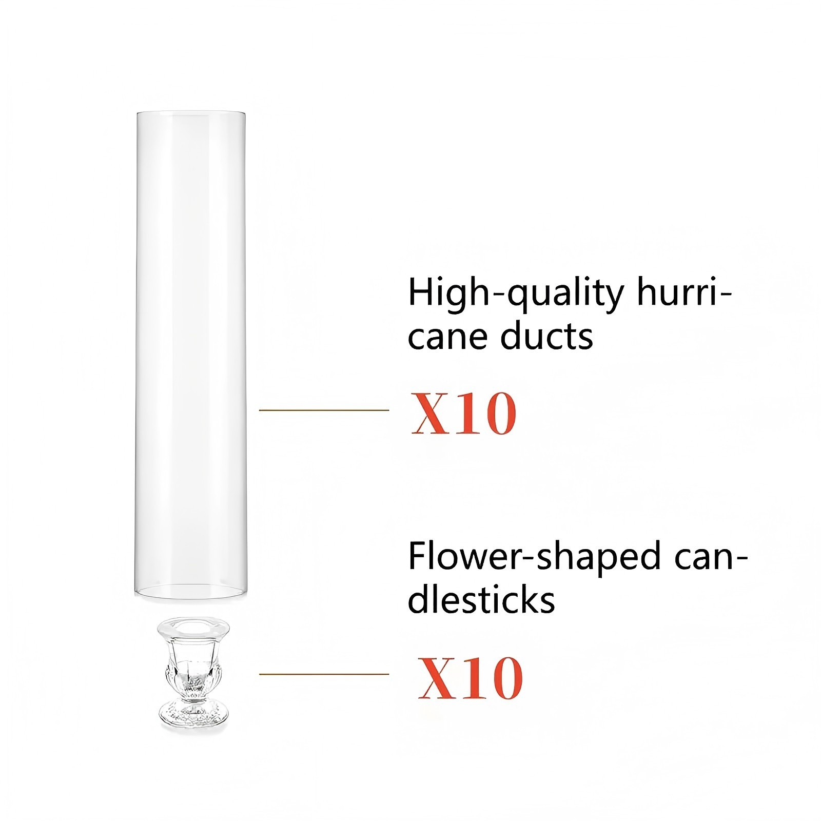 E-shop Winddichter Kerzenhalter-Set aus Glas, mit winddichter Glasbasis Glasabdeckung. Geeignet für , Esszimmer- Wohnzimmerdekoration, Hochzeits-