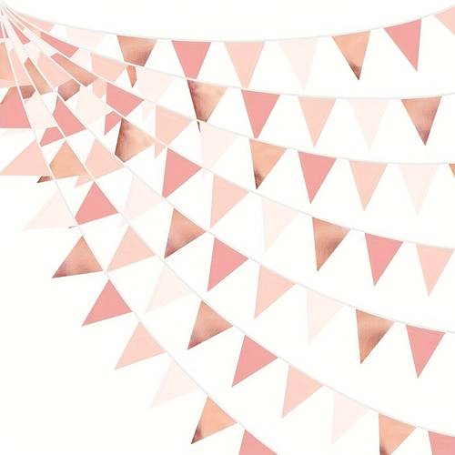 20pcs 1 set rose decorations pennant powder blusher pink banners bachelorette party decorations wedding engagement birthday anniversary bride shower outdoor garden decorations