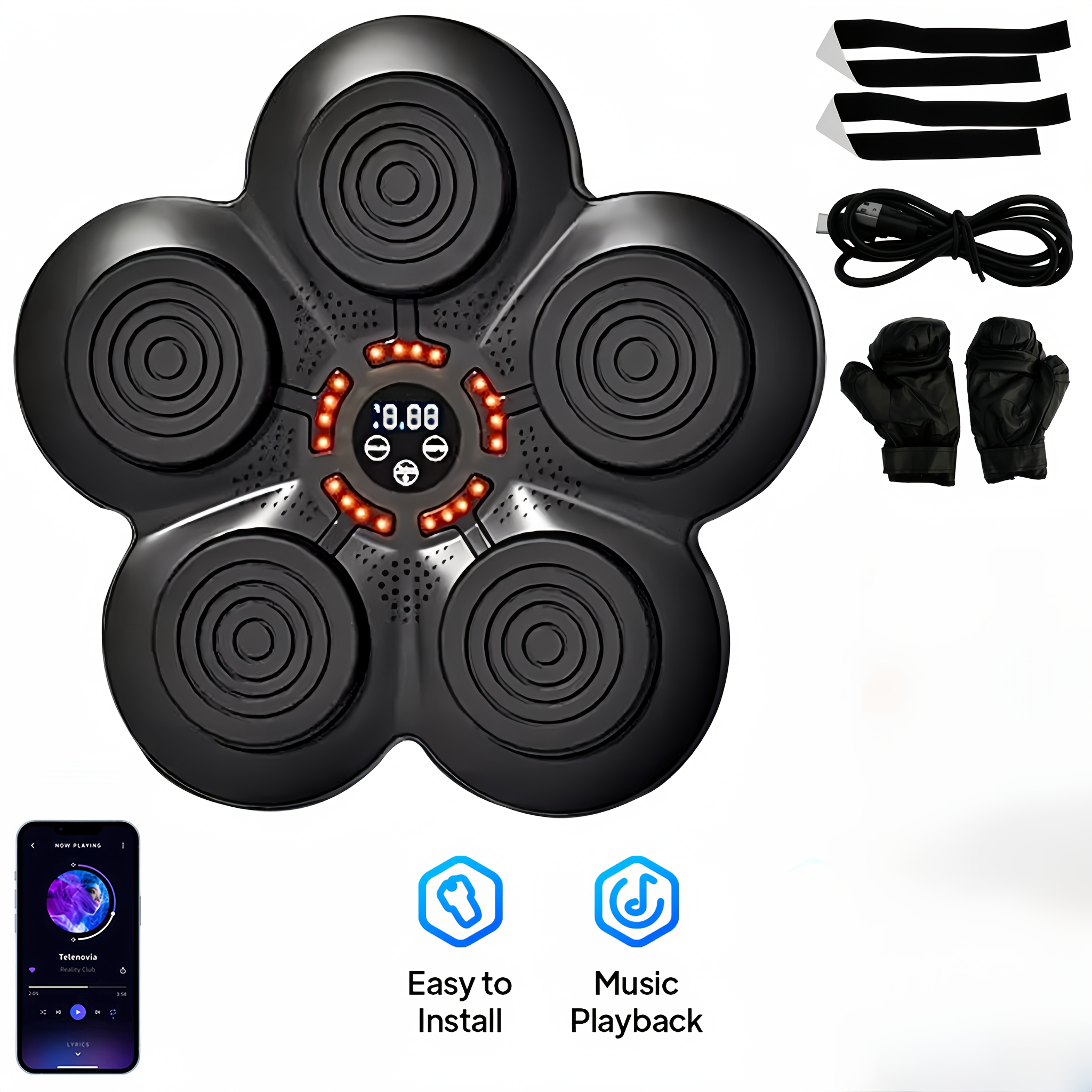 TEMU Music Punching Machine Wall Mounted With Maquina De Boxeo Musical Pared Wall Boxing Punching Pad, Boxing Music Trainer Machine For Adults