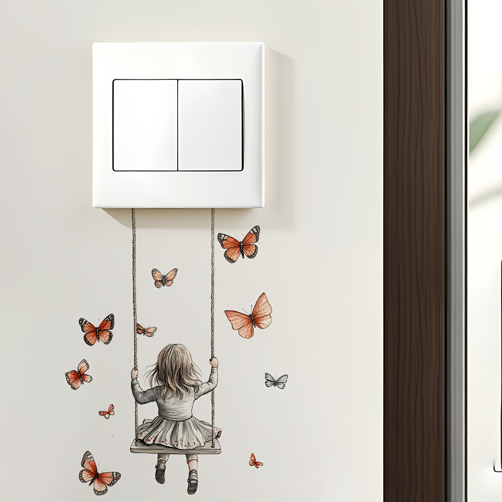 1pc Self-adhesive Removable Decorative Wall Sticker With Swinging Girl Room And Bedroom, Waterproof Home Decor