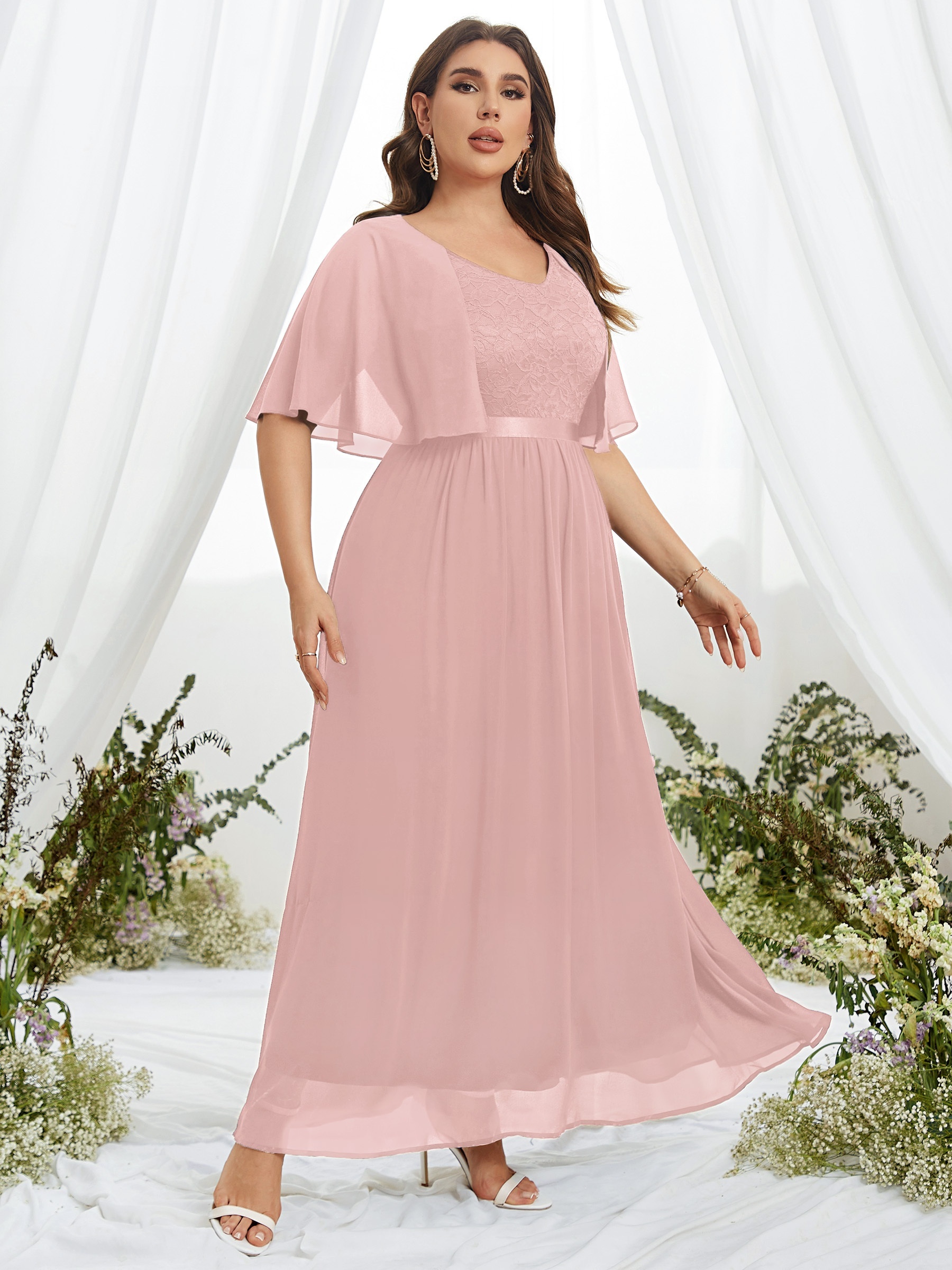 Plus size hotsell pink bridesmaid dresses