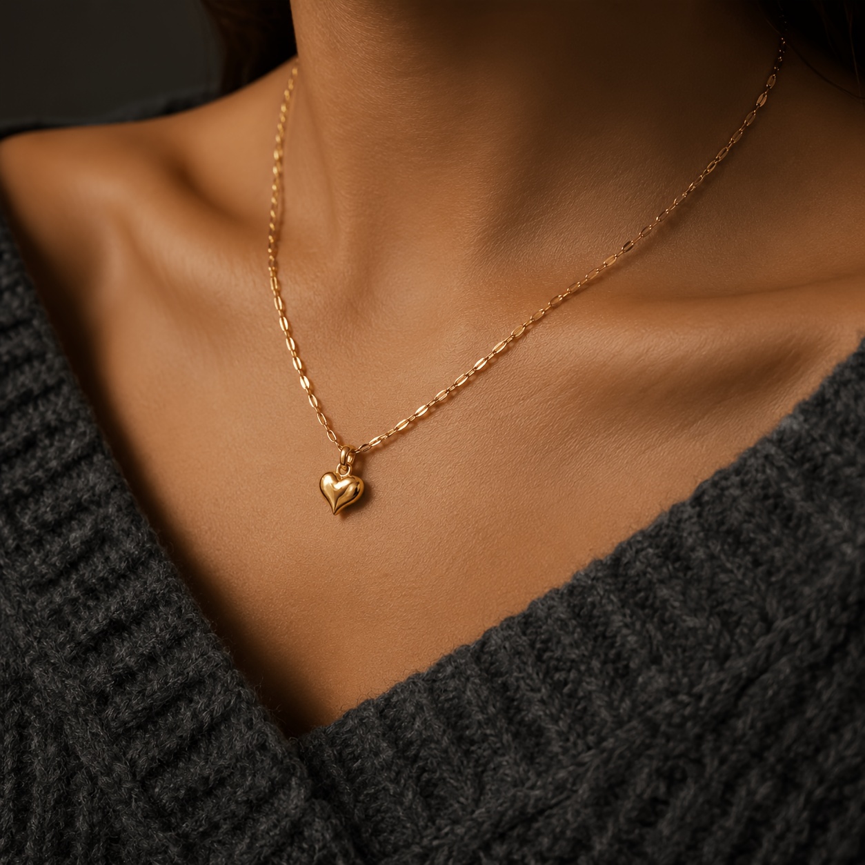 Women's 18K Gold-Plated Heart Pendant Necklace