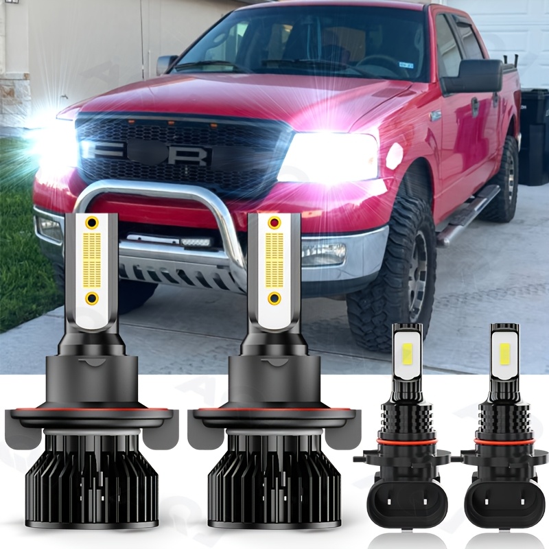 TEMU 4pcs F150 2005-2009 6000k Led Headlight High/low Beam+fog Light Bulbs Combo, 9008 9006 120w 6000k Cool White 48000lm Plug And Play