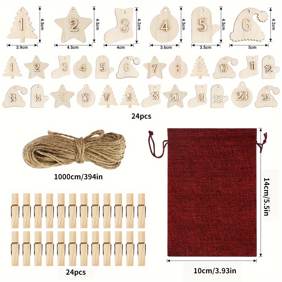 Gift For Her/him Set Of 24 Burlap Bags For A Christmas Advent Calendar, Reusable For 2025. Drawstring Bags Are Perfect For Filling With Candy And Used As Festive Decorations For Holiday Parties