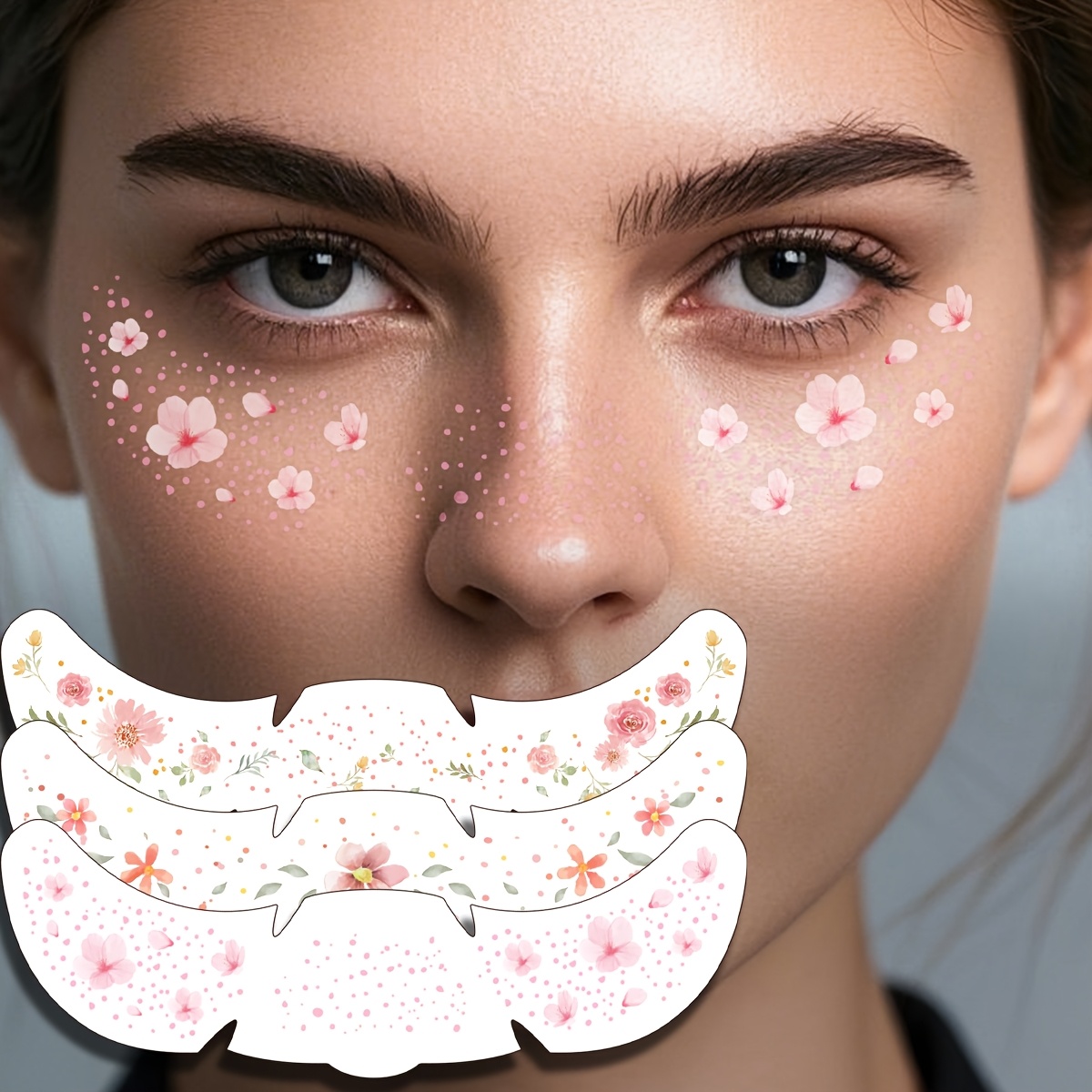 Image of 3pcs Realistic Freckled Face Stickers, Flower Face Temporary Stickers, Waterproof And Durable Fake Stickers, Suitable For Everyday Use, Festivals, Parties, And Body Art Stickers.