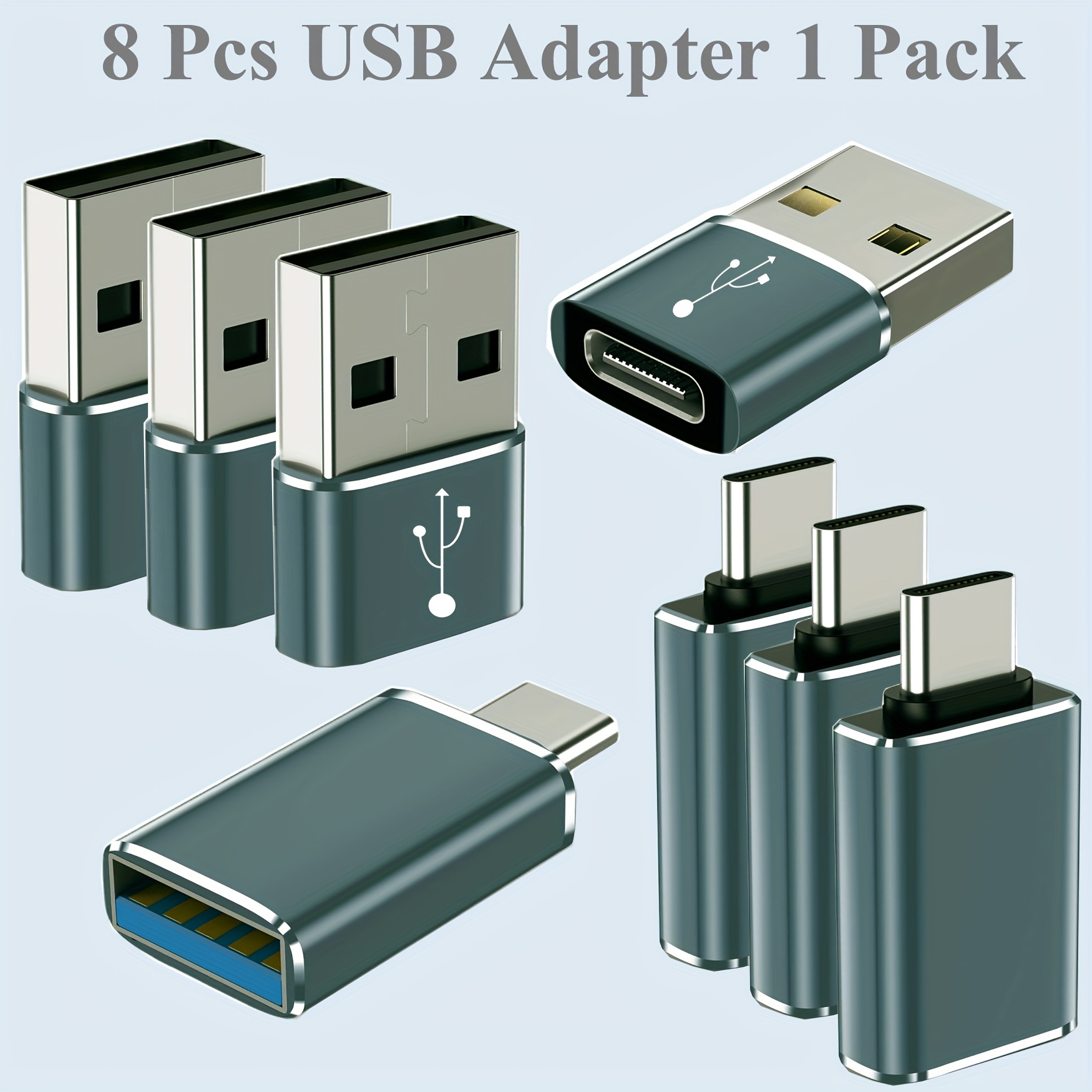 Temu – TEMU 8pcs Usb To Usb-c Adapter Male To Female Otg Converter With Usb-c Male Plug & Usb- Suitable For Smartphones, Smartwatches, Tablets, Devices, Otg