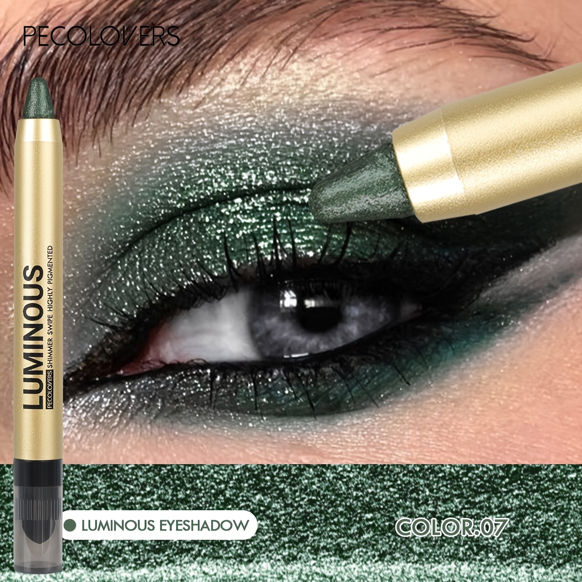 1pc Shimmery Shimmer 2-in-1 Eye Shadow Stick, Rotating Design, Payoff, Creamy Texture, Metallic Nude Fluorescent Eye Shadow Stick, Ideal Christmas Gift Series