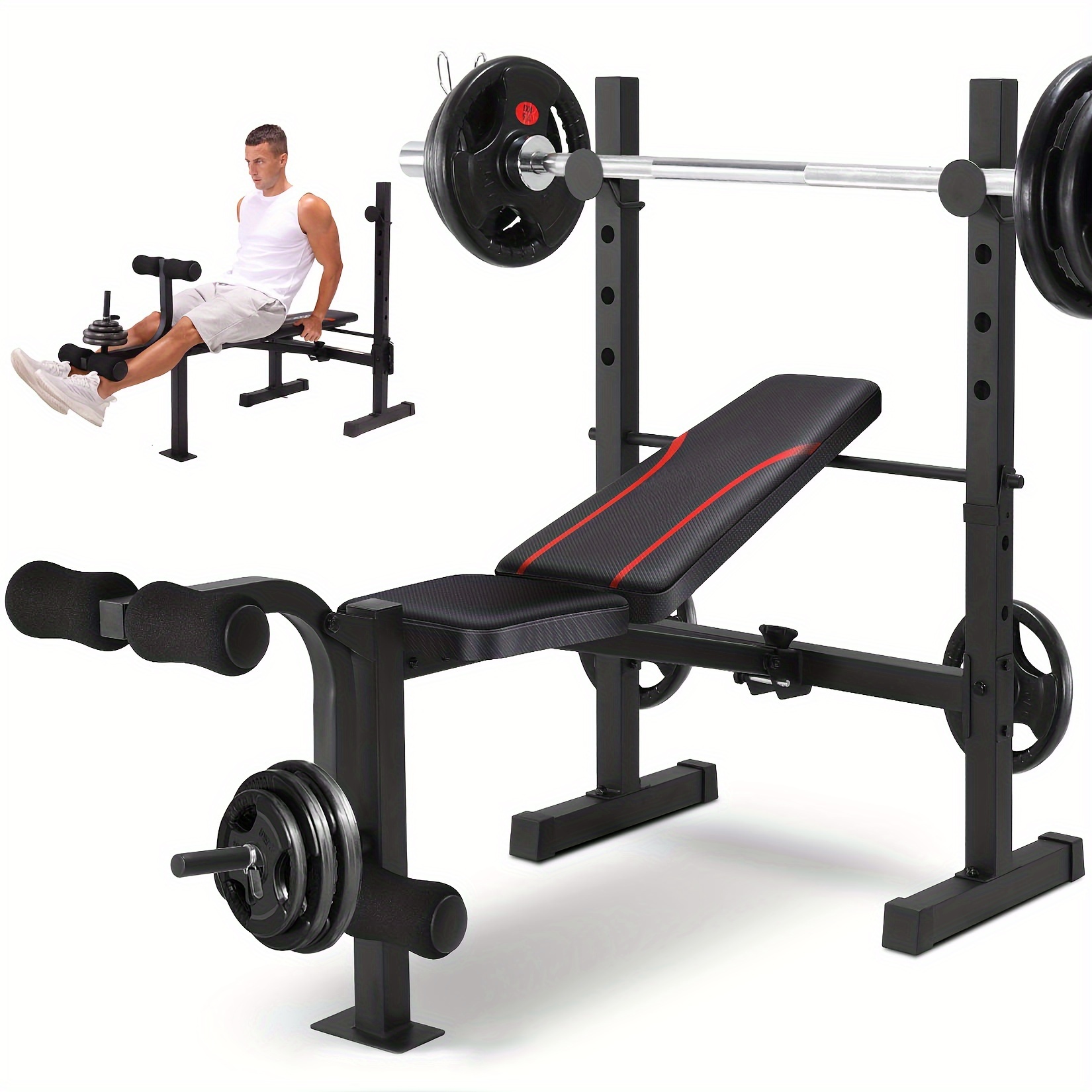 Foldable Weight *h Set With Leg Extension And Leg Press Set, Incline  Flat Workout *h For Home Gym, Strength Training