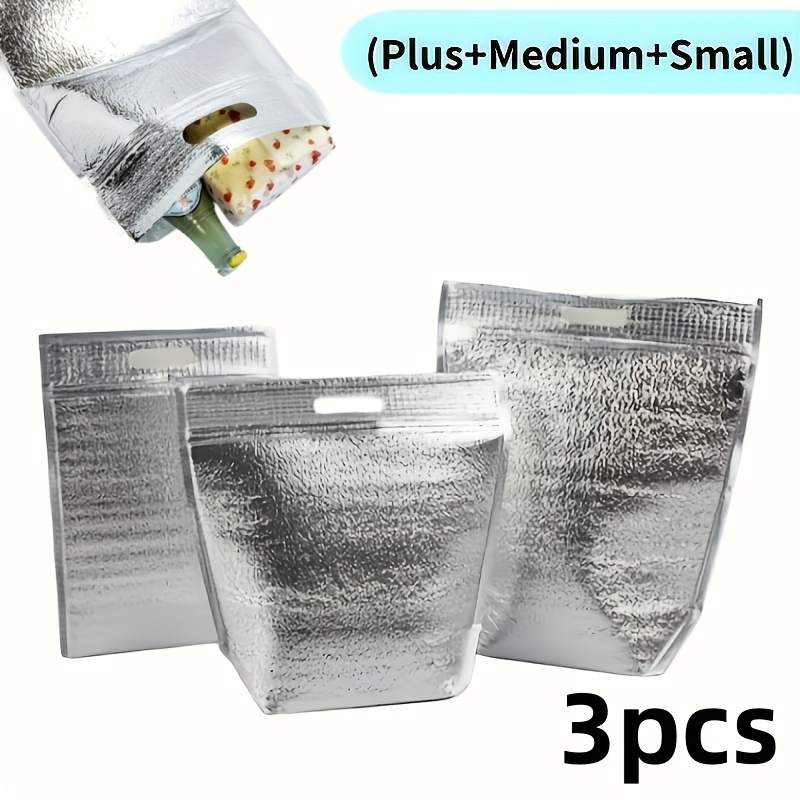 TEMU 3pcs Commercial-grade Reusable Insulated Pizza Delivery Bags (3 Sizes) - Keeps Food Hot Or Cold | Aluminum Thermal Bags For Groceries, Lunch