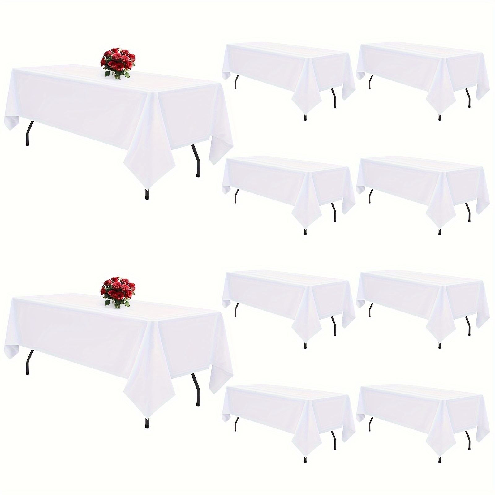 

10pcs Tablecloths - 6ft Tables, Washable Fabric For Parties, Outdoor Events, Weddings, And Camping Decor