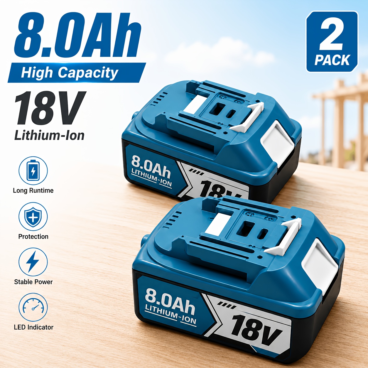 TEMU New 18v Power Tool Battery Pack (model: For Makita Bl1860b) Available In 1, 2, Or 4-pack Value Sets. Compatible With A Wide Range Of Tools, An