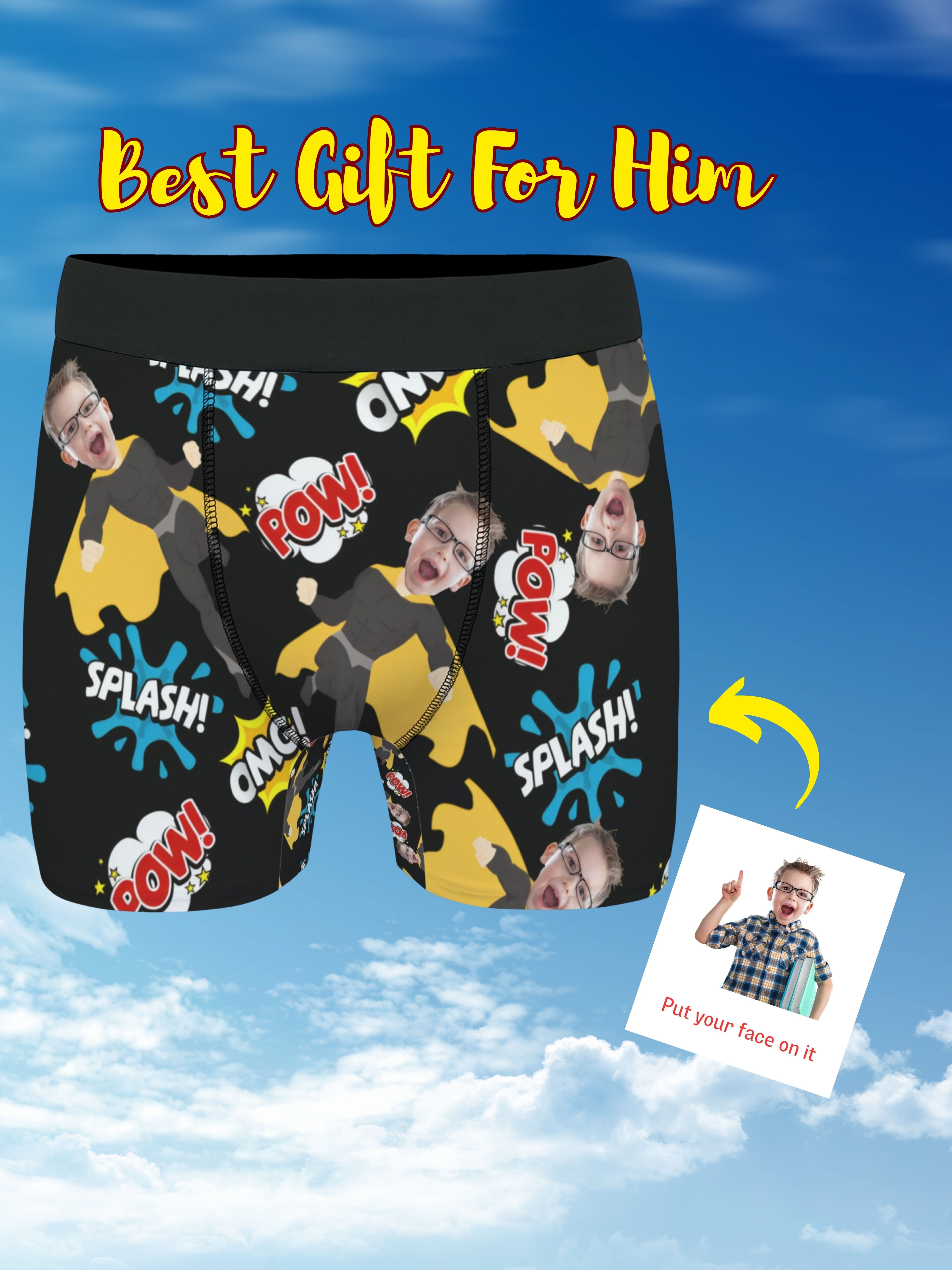 Custom Underwear Personalized Face Boxer Briefs for Men with Photo