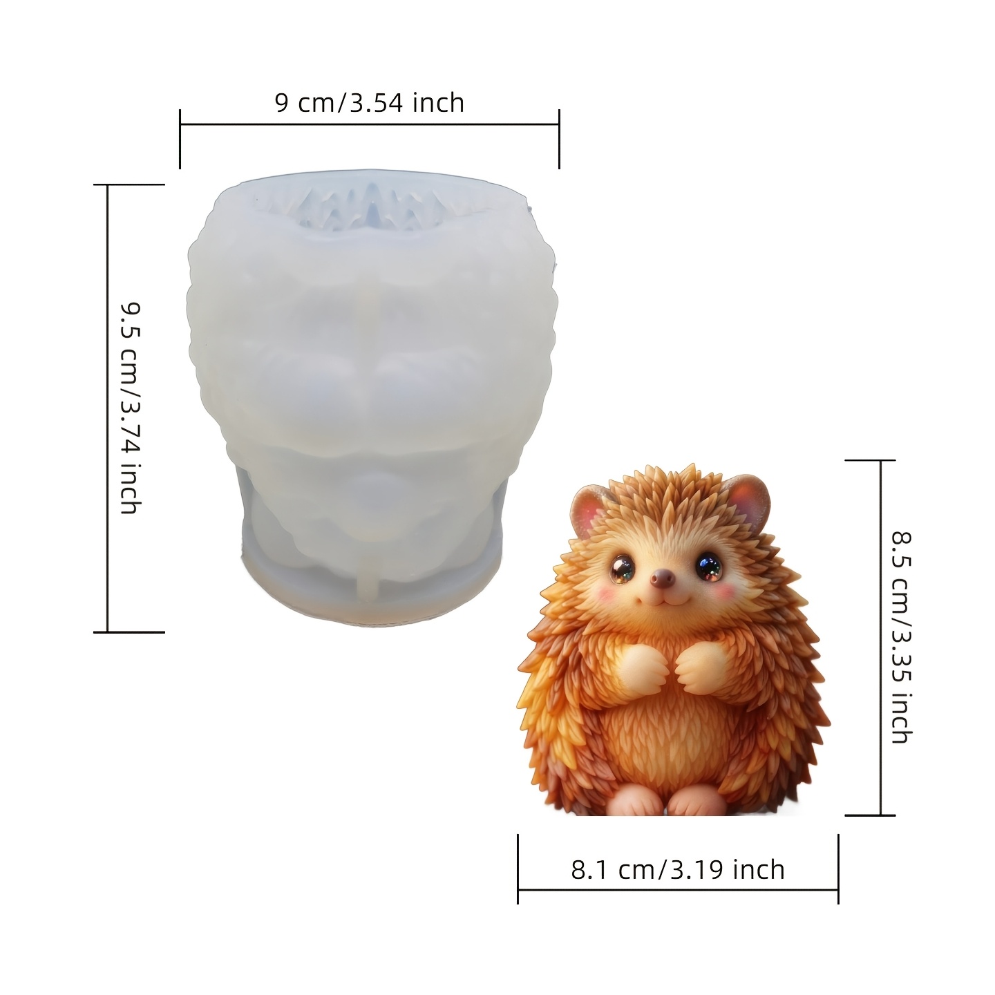 E-shop 1er Pack Niedliche Igel Silikon Kerzenform - Wiederverwendbar und leicht zu entformen, detaillierte Nachbildung, geeignet für Kerzen, Gips und