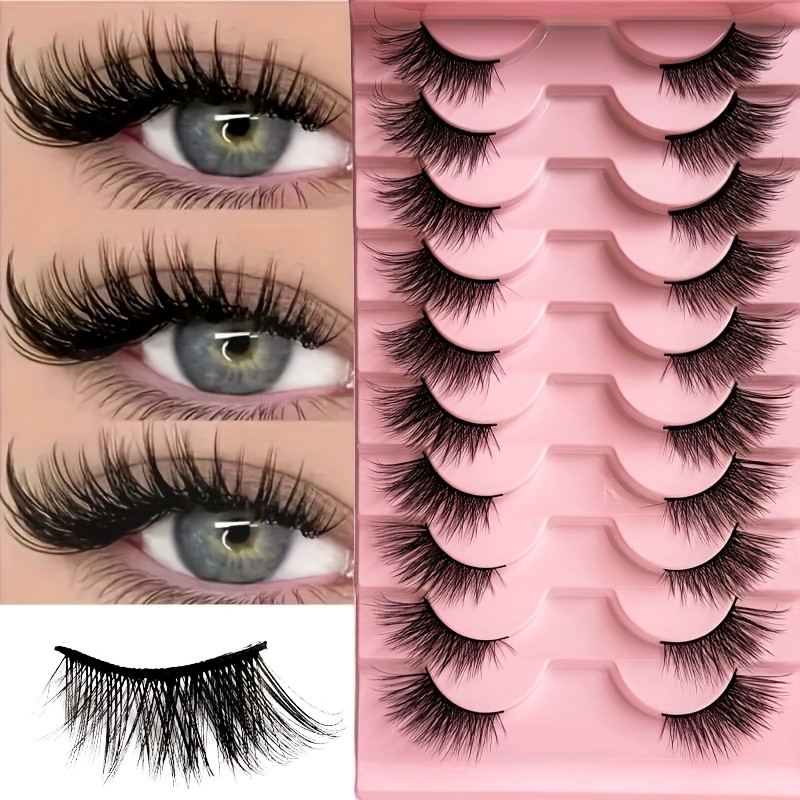 Ten Sets Of Half-lashes Featuring Cat-, Short And Gentle False Eyelashes, 3d Design, Perfect For A Soft And Natural Look