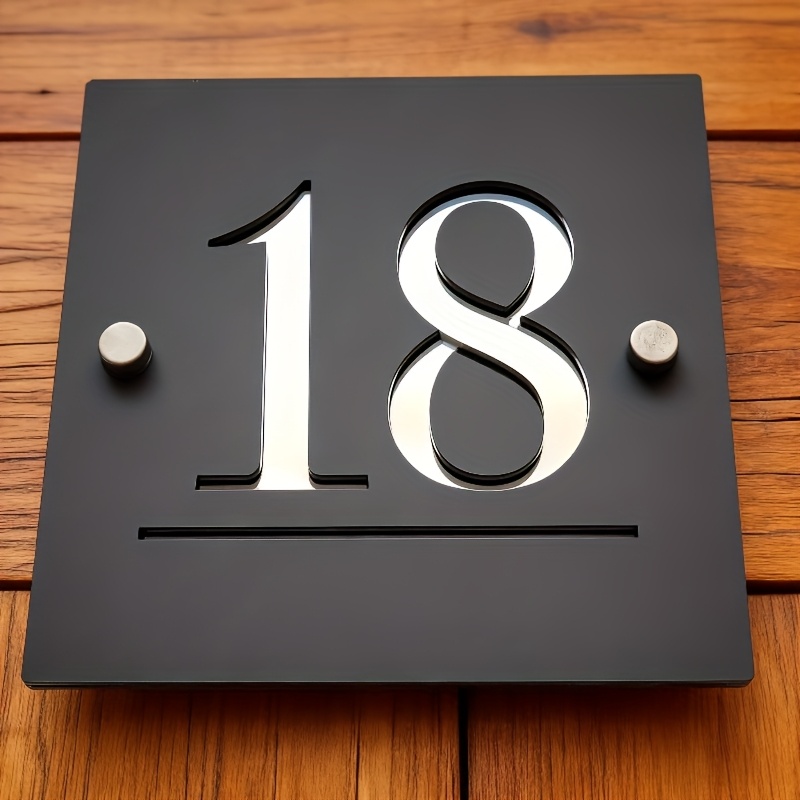 E-shop Personalisierte Acryl Hausnummernschild im Quadrat, Adressschild, Moderne Kunstplakette, Kombiniert mit Mattem Acryl Silbernem Spiegel
