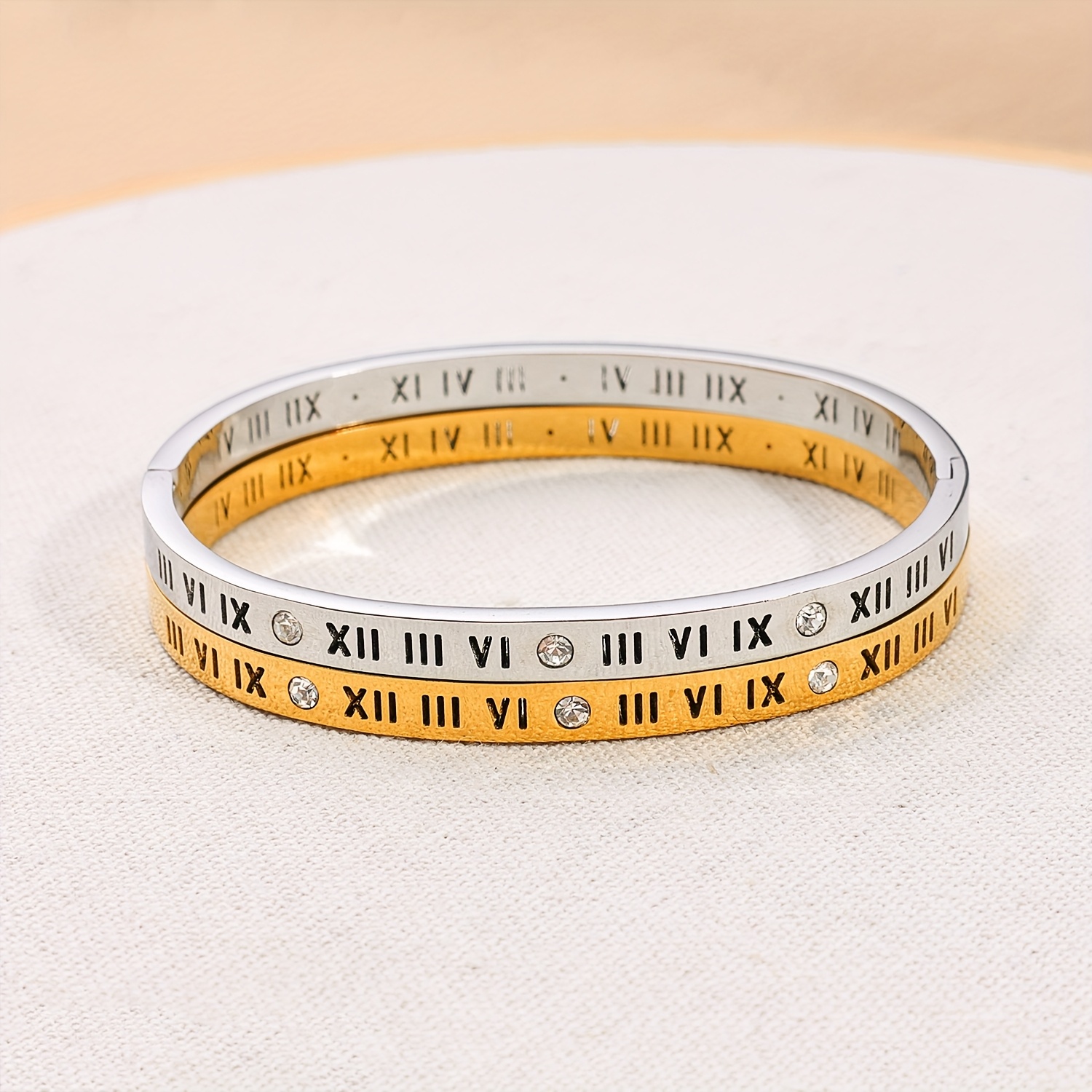 Women's Personalized 18K Gold Plated Roman Numeral Bracelet
