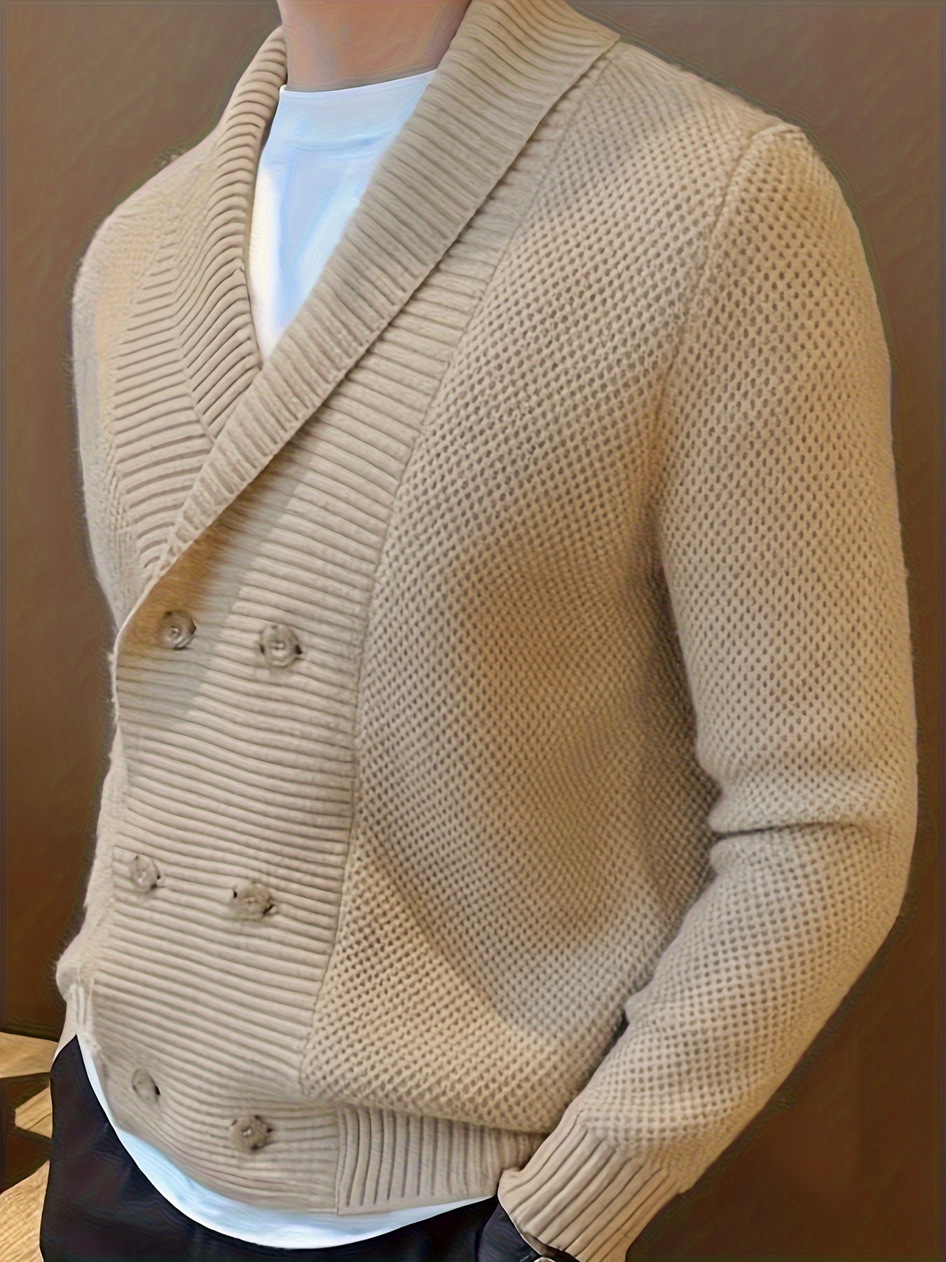 suéter masculino de malha  , cor  , casual e confortável,    , lapela, cardigã de   comprida, outono/inverno, 1   (jiang  ) detalhes 5