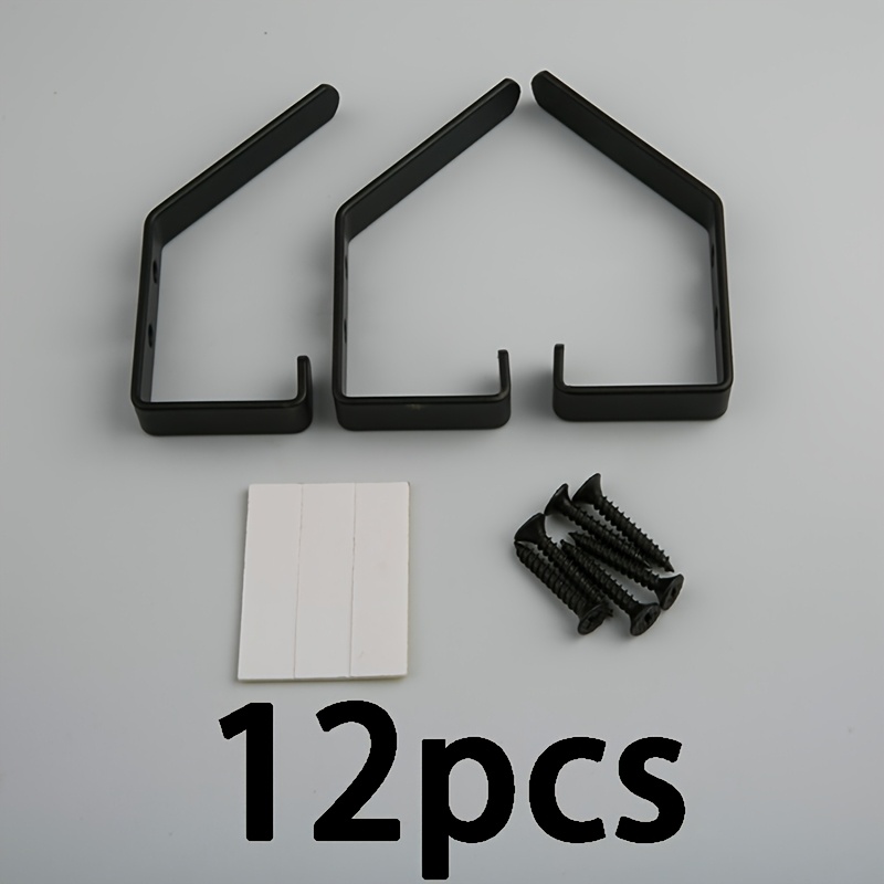 E-shop 12er-Set schwarze diagonalisierte Doppel-Haken, inklusive 3 Haken, 3 Abstandshalter und 6 Schrauben. Schwarze -Haken, massive Kleiderhaken für