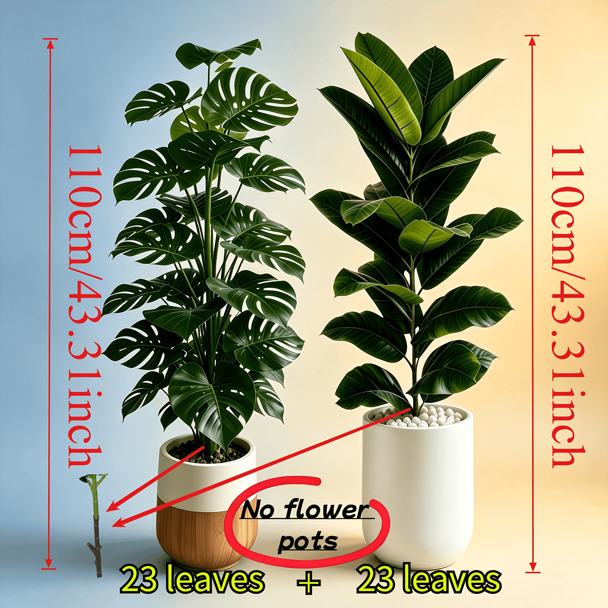 TEMU 2pcs Large Palm Tree Plant Combination, Modern Home Decor Plants, Large Leaf Decoration, Uv Resistant Plants, Suitable For Indoor And Outdoor
