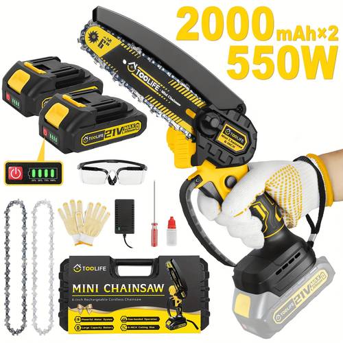 mini chainsaw cordless 6 inch handheld electric portable battery powered chain saw great for tree trimming wood cutting survival outdoor tools gadget for man gardening must have supplies equipment best gifts for dad him