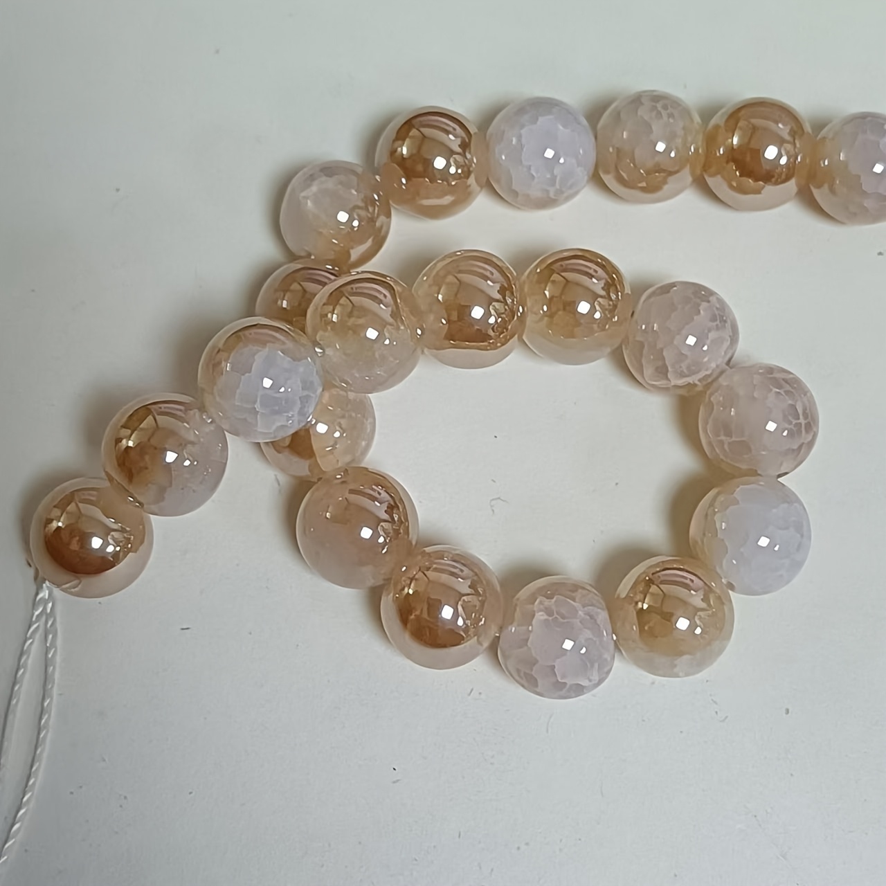 6-8-1mm Natural White Snow Crack Agate Beads! Loose Gemstone Spacer Beads - Jewelry Making For Shapes, Suitable For Bracelets, Necklaces, And Earring Beaded Jewelry - 15 Inches