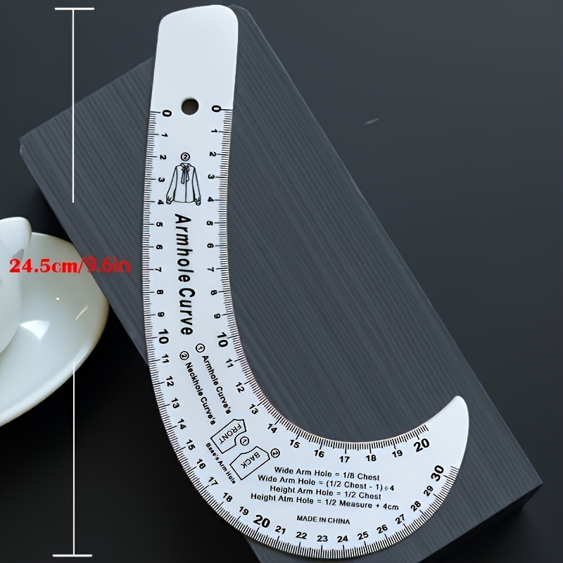 TEMU 1pc Armhole Curve Ruler, Clothing Ruler, Clothing Template, Drawing Ruler, Ruler, Quilting Ruler, Garment Pattern Making Ruler, Cutting Ruler,
