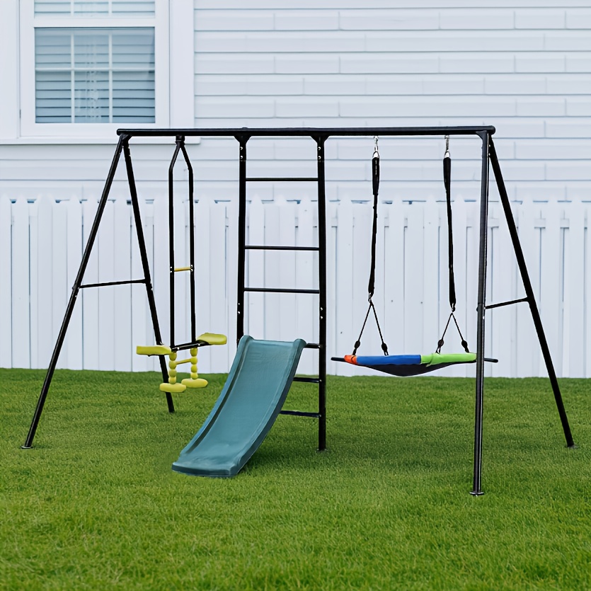 Metal Swing Swing Set With Slide Walmart Aukfa In Kids Swing Set
